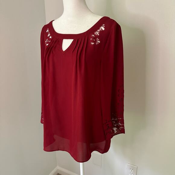 Maeve Anthropologie wine red top size 4 - Picture 3 of 12